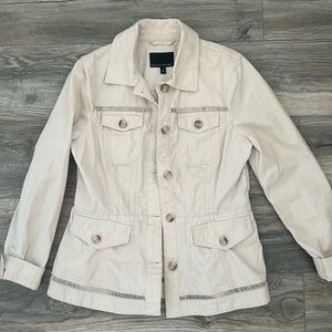 Banana republic beige cotton utility button up jacket size small